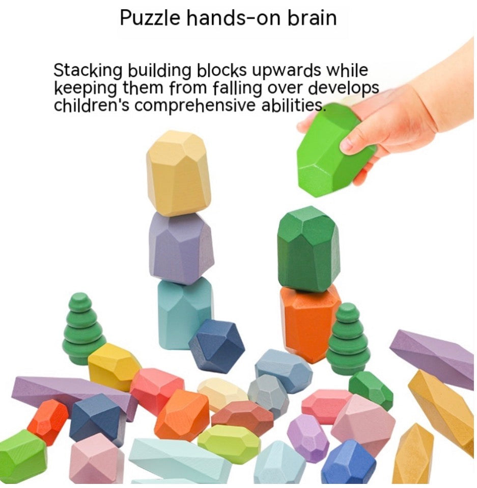 Montessori Wooden Stone Blocks